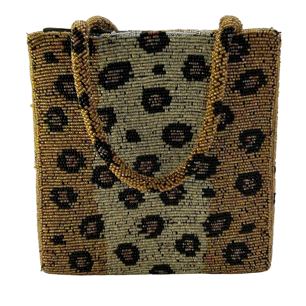 Vintage Christiana Leopard Print Beaded Handbag Purse - Picture 3 of 16